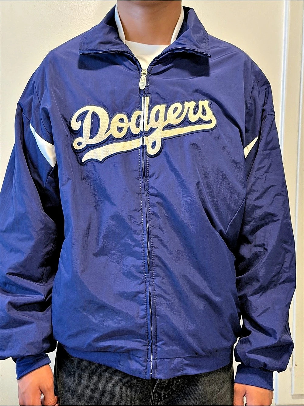 Vtg. Majestic LA Dodgers MLB Full Zip Jacket Blue & White Mens Size: Small